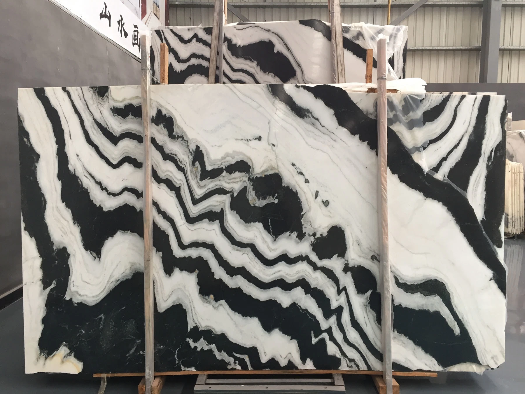 Polished White Marble Slab with Black Vein for Bathroom Tile