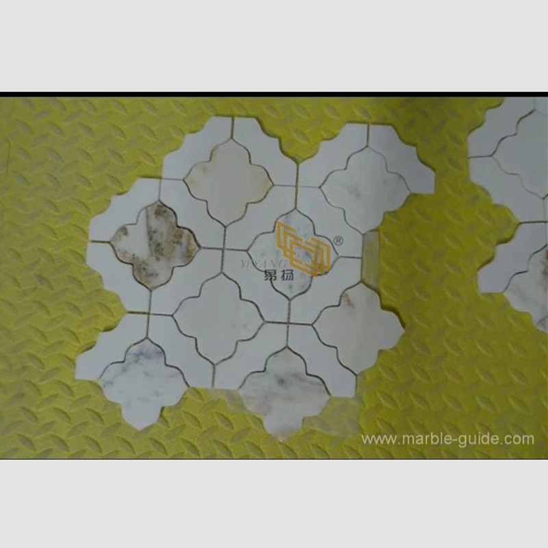 White and Gray Flower Marble Mosaic Tile for Bathroom Floor/Kitchen Backsplash/Decoration