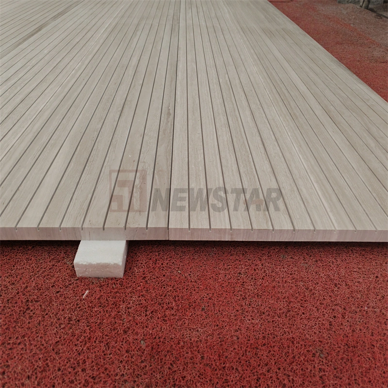 White Wooden Fluted Wall Tiles Backgound Fluted Travertine Honed Tile Marble Fluted Tiles