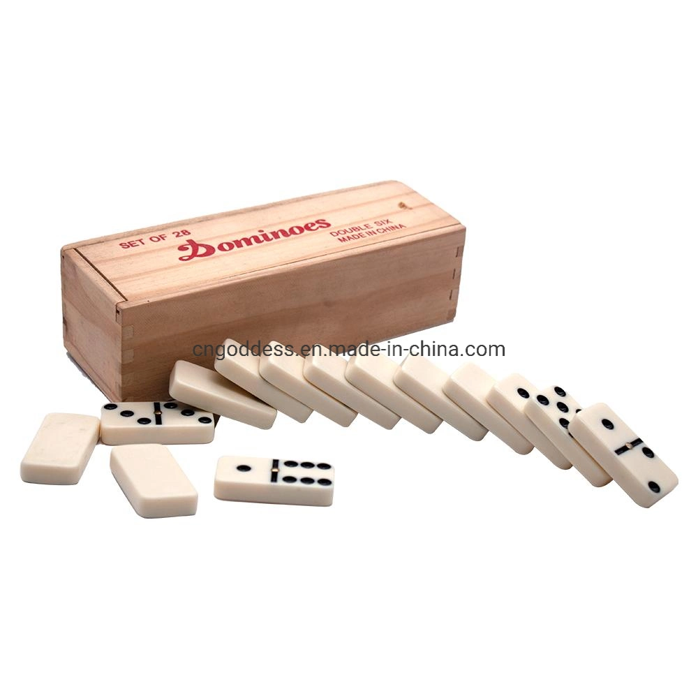Dominoes Set 28 Piece Double-Six Ivory Domino Tiles Set for Table Game with Wooden Carrying