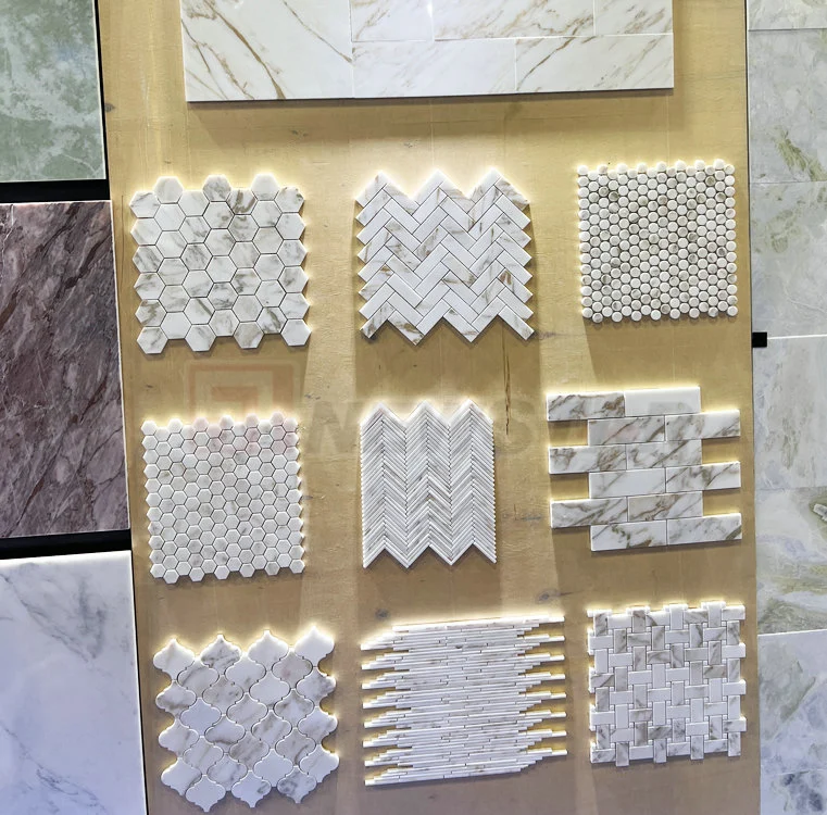 Living Room Wall Cladding Tile Calcutta Gold Marble Matt Tiles Marble Mosaic Gold