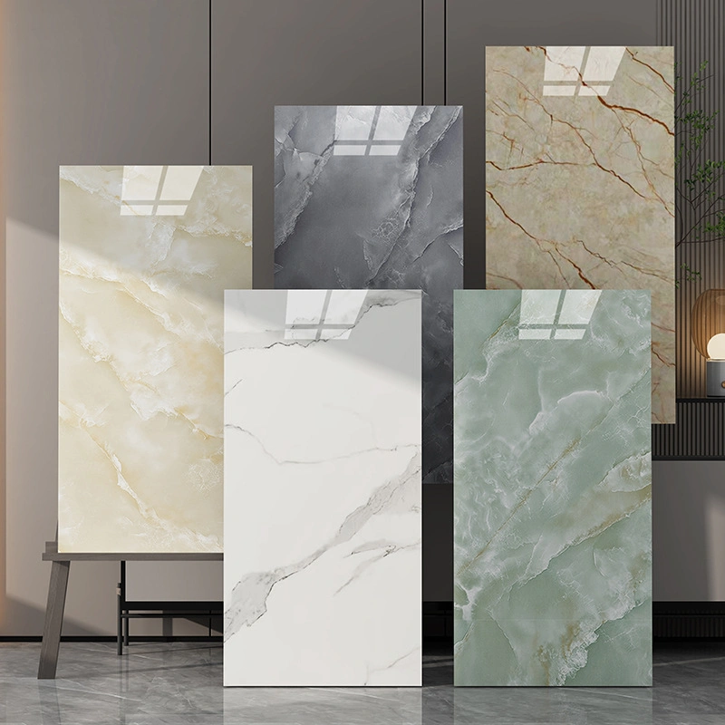 PVC Marble Wallpaper Look Slab Tile for Interior Wall Porcelain Polished Glazed Marble Look Slab Tile