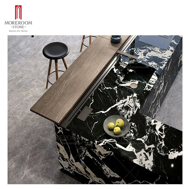 1600* 3200 *6mm Black Marble Look Large Format Porcelain Tile Sintered Stone for Kitchen Island Countertop