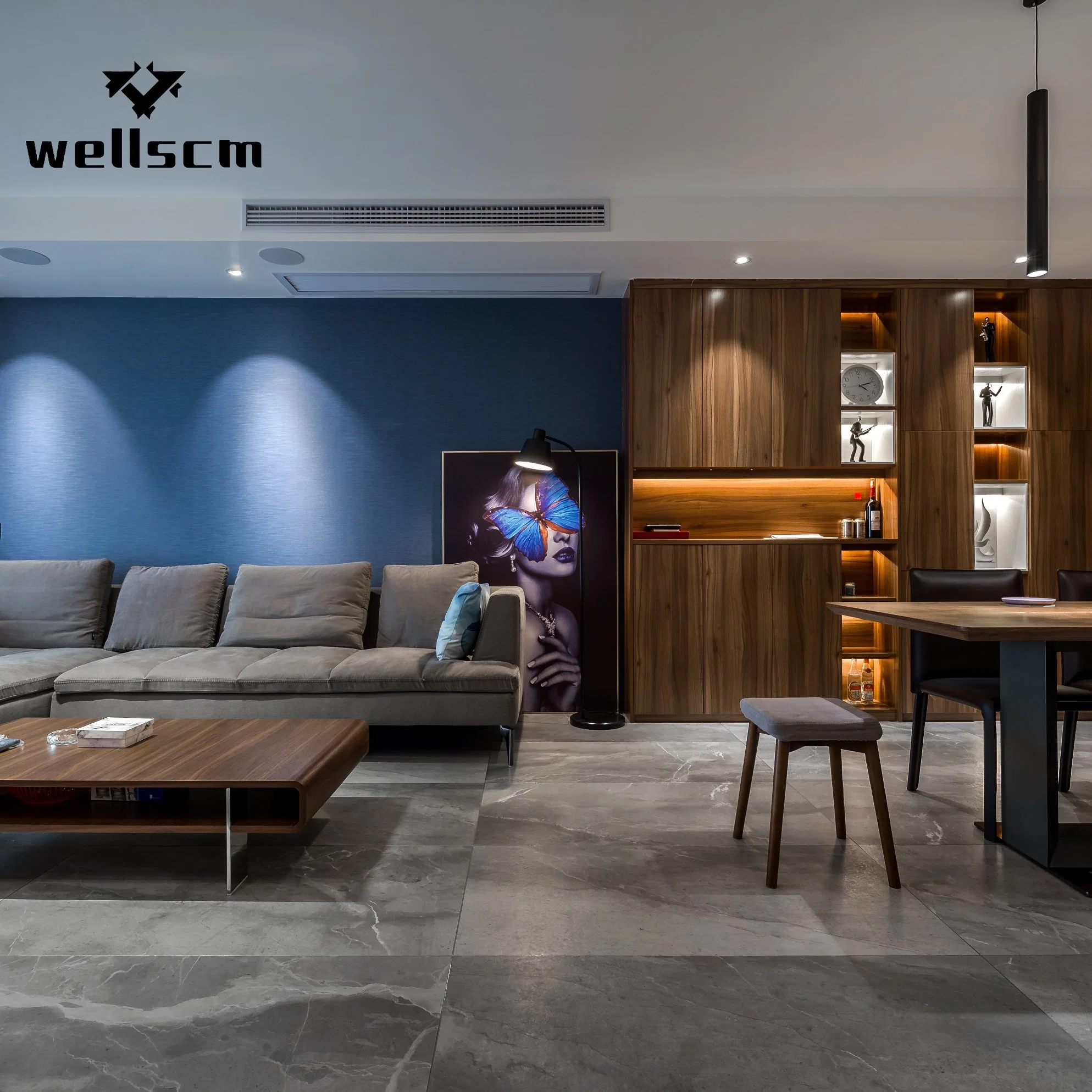 600X600 Chinese Non Slip Matte Porcelain Dark Grey Color Rustic Tile