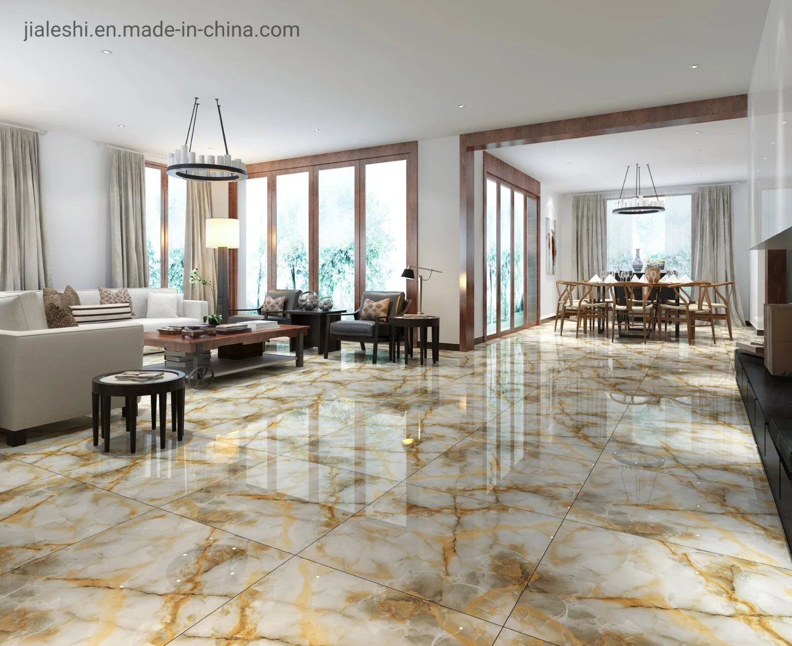 Foshan China High Glossy Ceramic Wall Polished Copy Marble Glazed Vitrified Floor Porcelain Bathroom Kitchen Tile