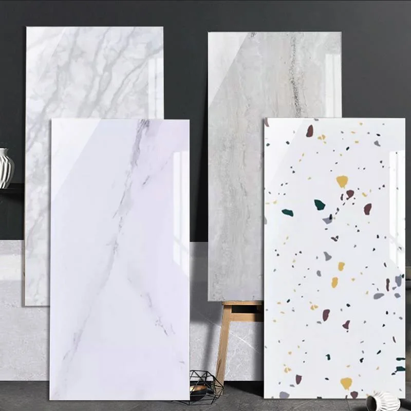 PVC Marble Wallpaper Look Slab Tile for Interior Wall Porcelain Polished Glazed Marble Look Slab Tile