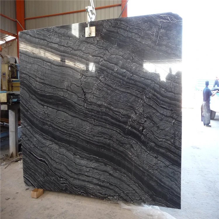 New Kenya Black Serpeggiante Wooden Bookmatch Marble Slabs Tiles
