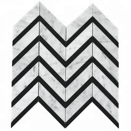 White Marble Herringbone Pattern Flooring Mosaic Tile for Bathroom