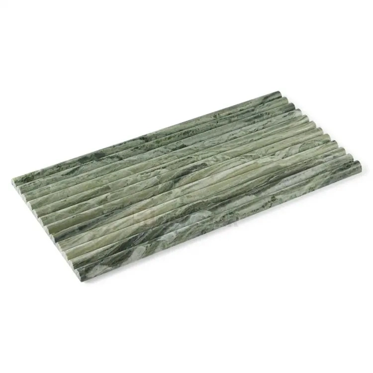 Green Fluted Wall Tiles Panel Bathroom Tile Recessed Curve Flute Tile Shower Marble Fluted Tiles