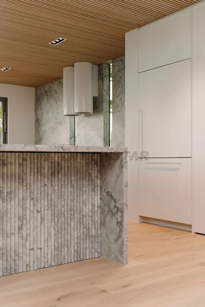 Natural Mosaic Fluted Tile Kitchen Bathroom Super White Quartzite Fluted Wall Panel Flute Marble Tiles