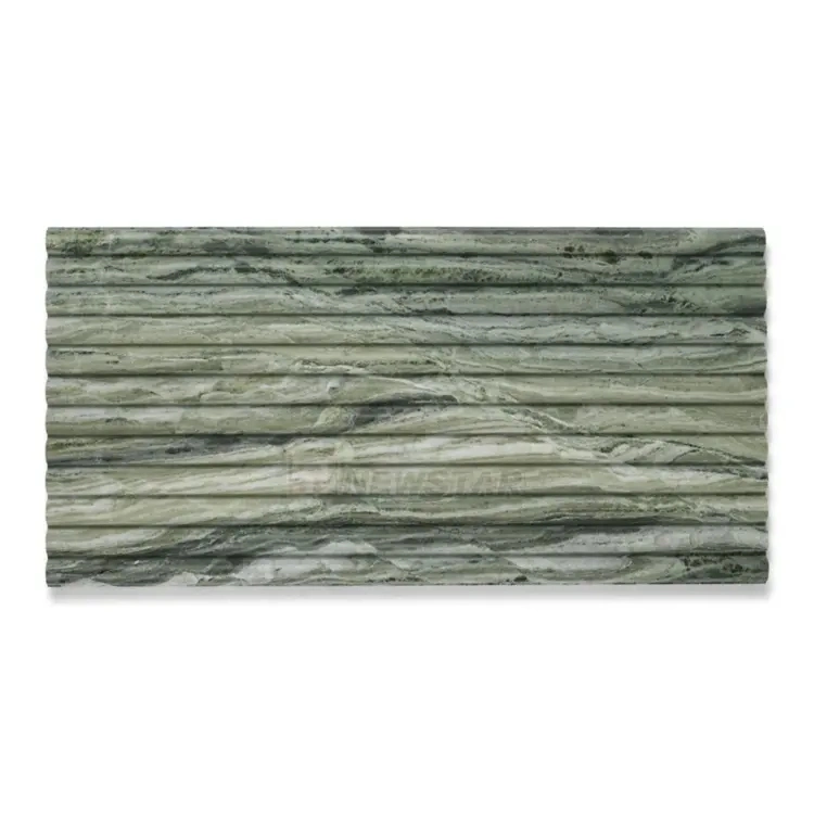 Green Fluted Wall Tiles Panel Bathroom Tile Recessed Curve Flute Tile Shower Marble Fluted Tiles