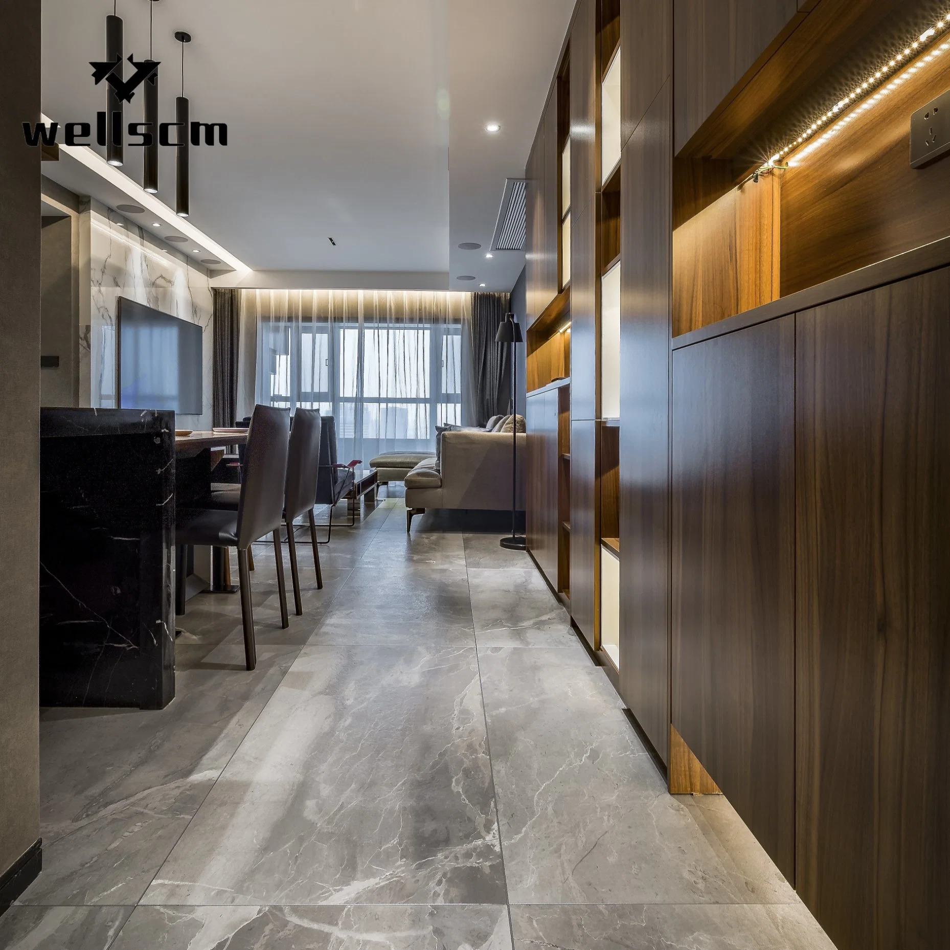 600X600 Chinese Non Slip Matte Porcelain Dark Grey Color Rustic Tile