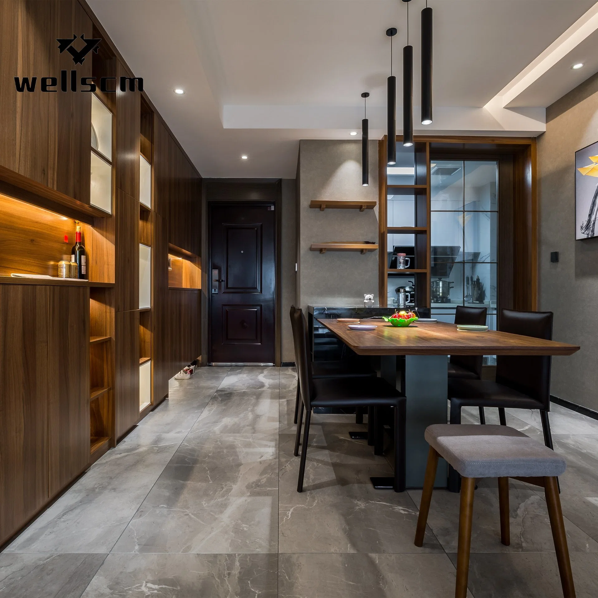 600X600 Chinese Non Slip Matte Porcelain Dark Grey Color Rustic Tile