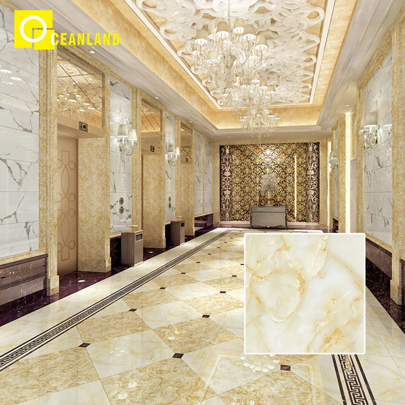 800X800 Yellow Non Slip Ceramic Polished Porcelain Floor Tile