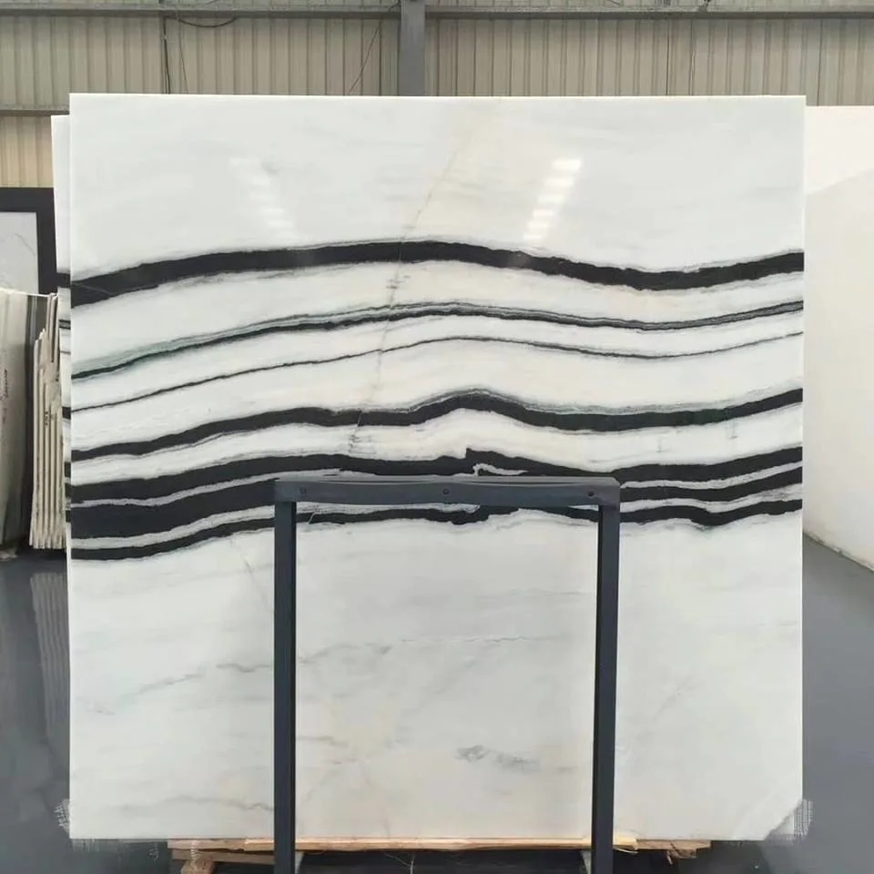 Polished White Marble Slab with Black Vein for Bathroom Tile