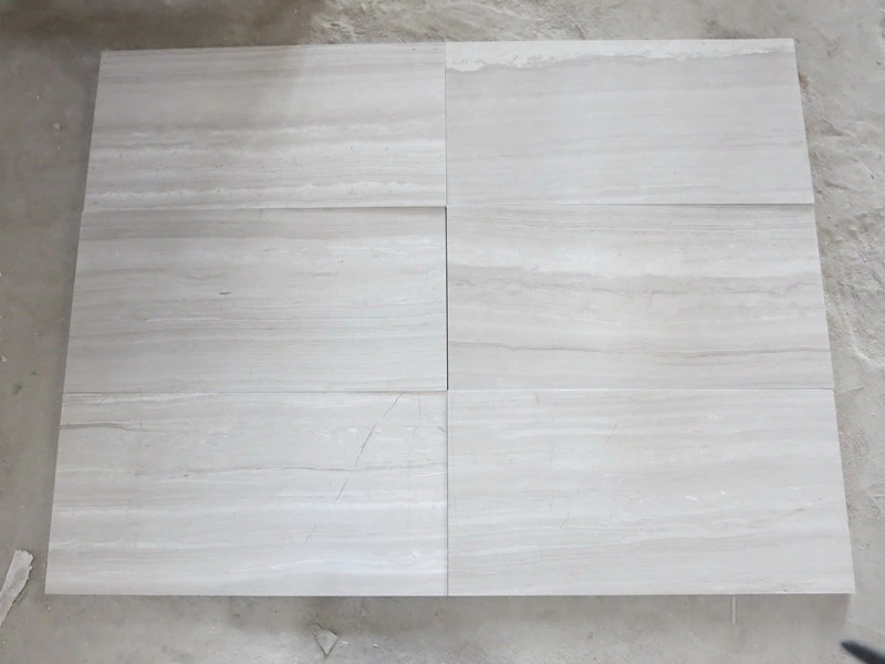 Honed White Wooden Marble Flooring Tiles for Hotel