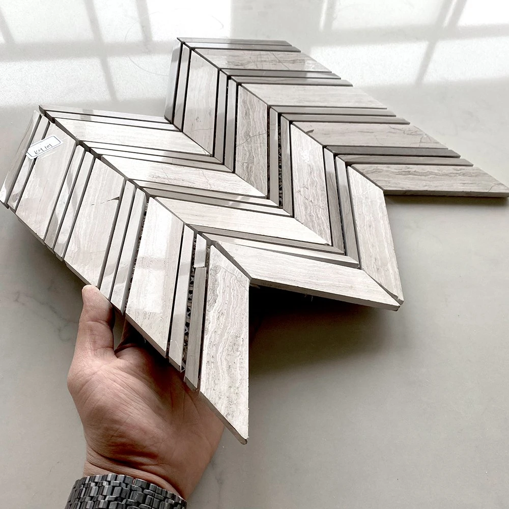 Hot Sale Good Quality Grey Wood Stone Mosaic Tiles for Kitchen Bathroom Floor Wall