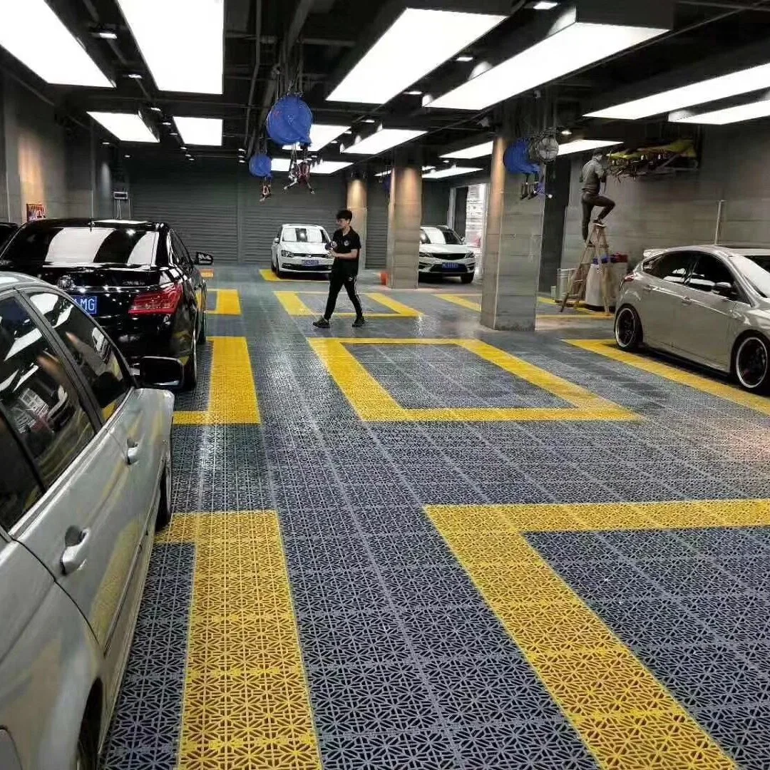 Plastic Non-Slip Interlocking Garage Floor Tiles Drainage Mats for Basement Swimming Car Parking