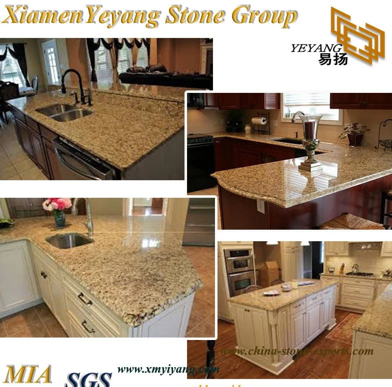Gold/Yellow/Beige Granite Stone Tiles Countertop Vanity Tops for Kitchen Islands