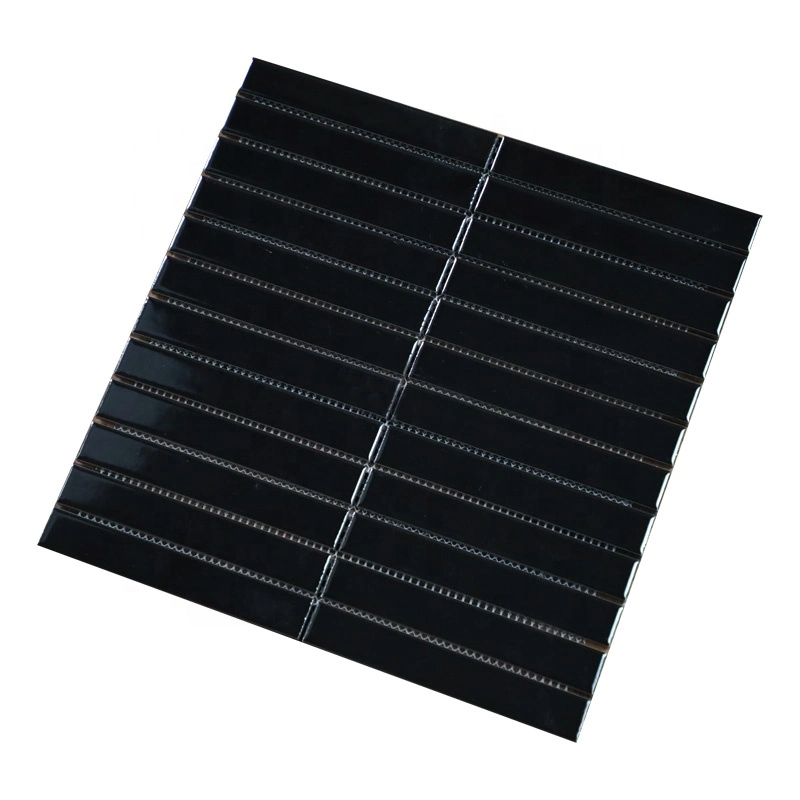 Simple Strip Shape Black and White Ceramic Subway Porcelain Mosaic Tile for Bathroom and Kitchen Backsplash