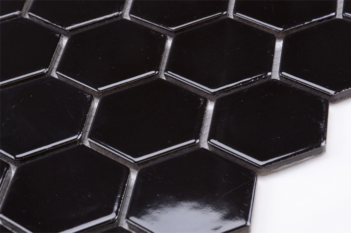 Hexagon Black Ceramic Tile Mosaic Floor Tile Hexagon Kitchen Backsplash Wall Decoration