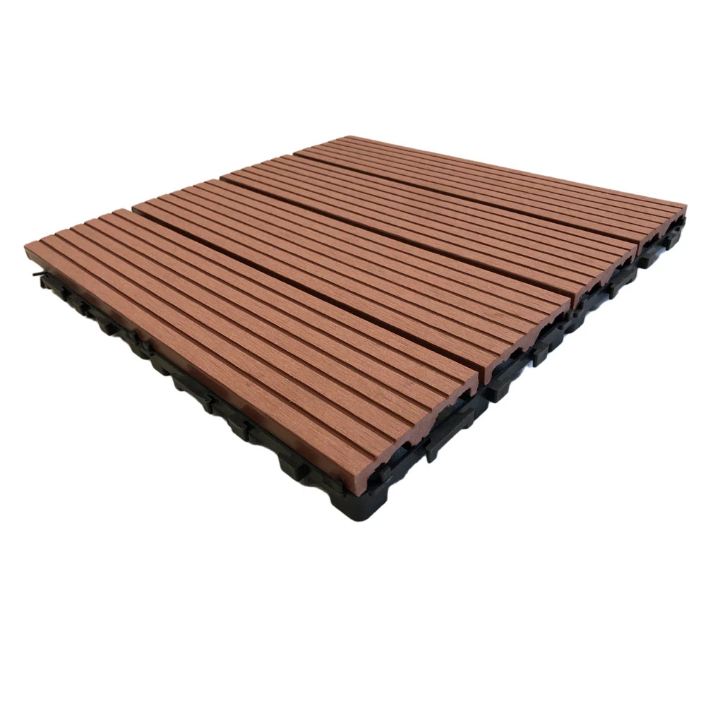 Widely Used Outdoor Floor Decking Tiles with Grooves DIY WPC Wood Plastic Composite Deck Tiles