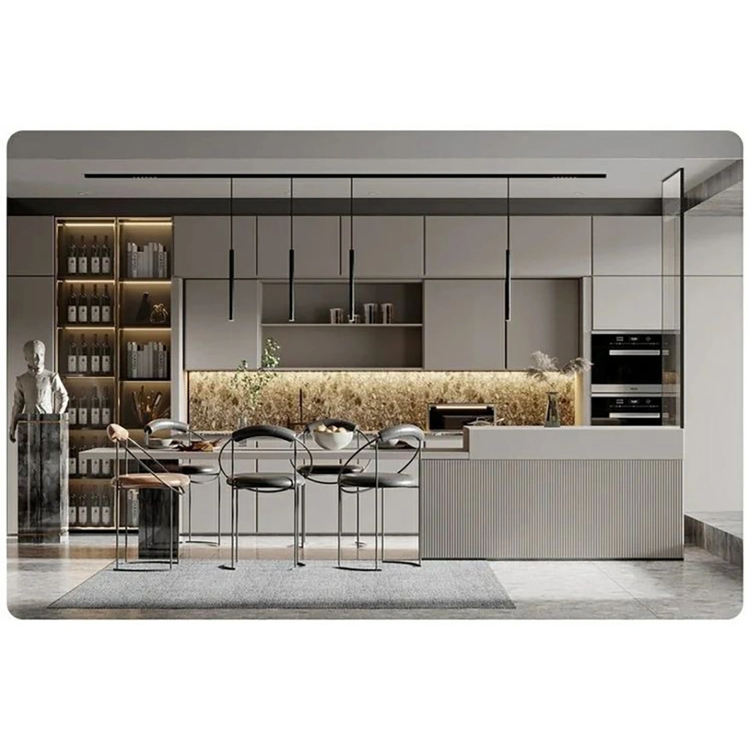 Hot Sales Popular Laminate Modern Frameless Black Modular Kitchen Modern Kitchen Cabinets