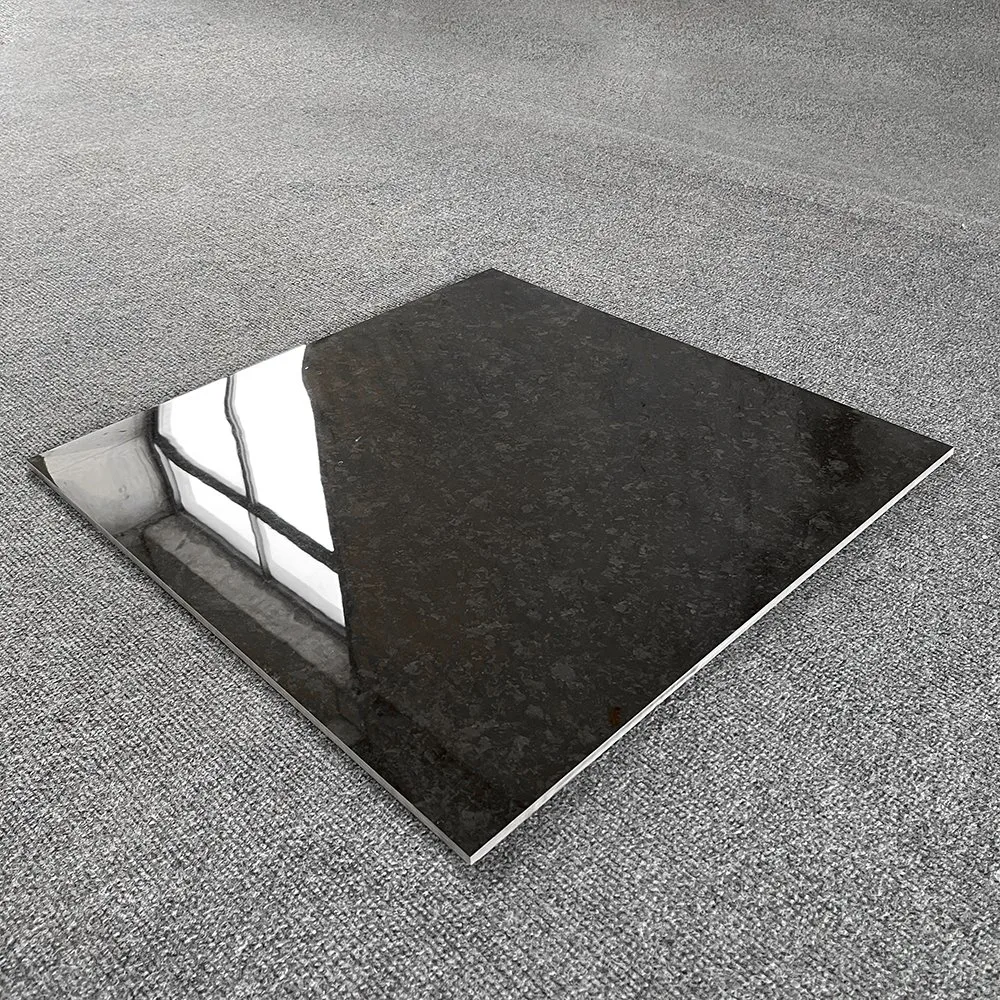 Black Glossy Marble Floor Tiles Polished Glazed Porcelanto Porcelain Tile 60X60 80X80