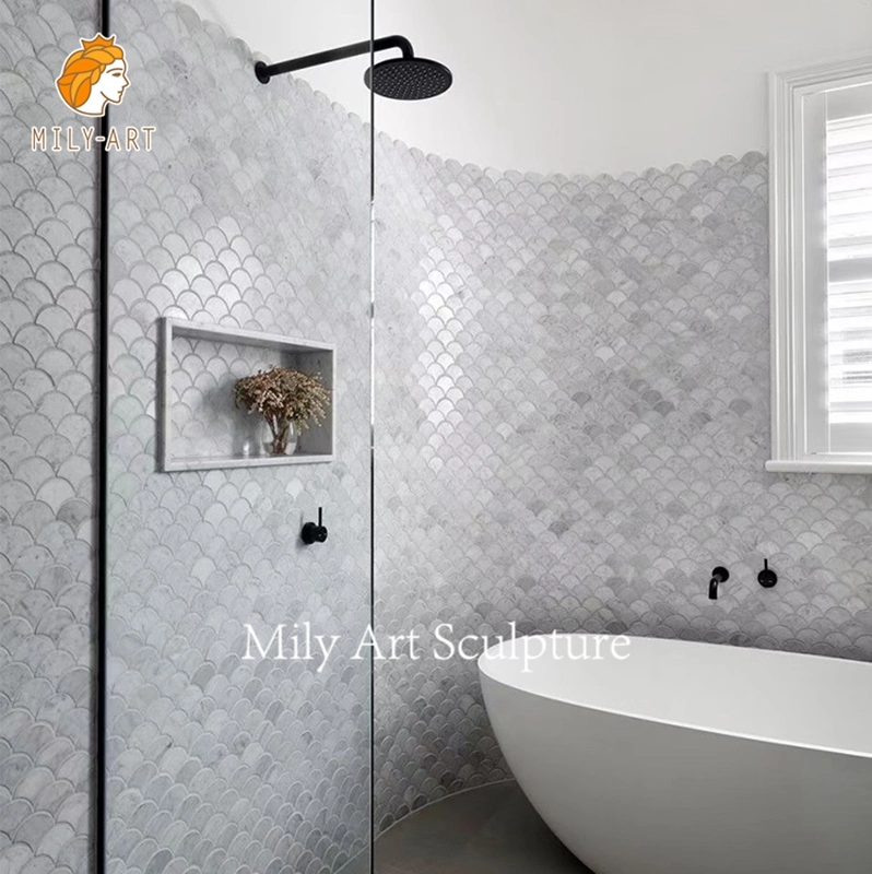 Bathroom Backsplash Hexagon Polished Mosaic Carrara Marble White Natural Stone Tile