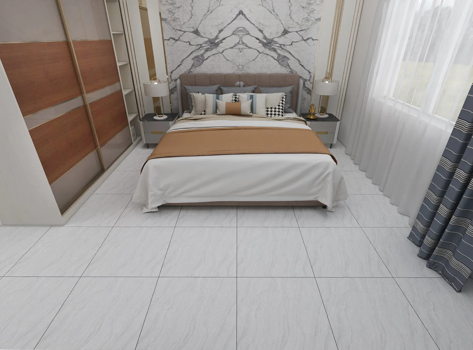 Porcelain Wood Plank Rustic Ceramic 600*600 Light Gray High Quality Floor Tiles