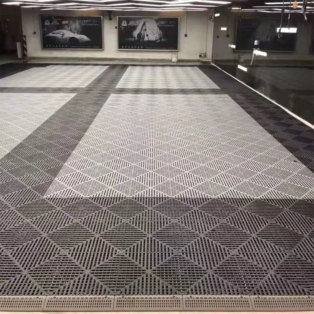 Plastic Non-Slip Interlocking Garage Floor Tiles Drainage Mats for Basement Swimming Car Parking