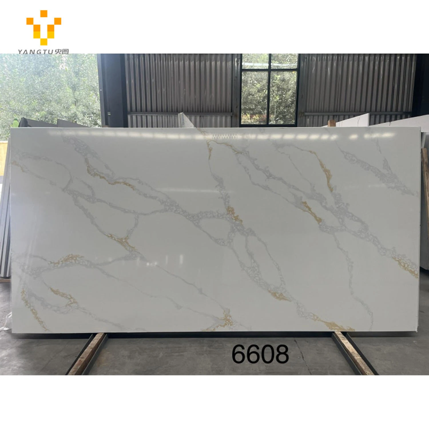 Artificial Stone Modern White Veins Marble Quartz Coffee Table Top Quartz Tiles Kitchen Counter Top