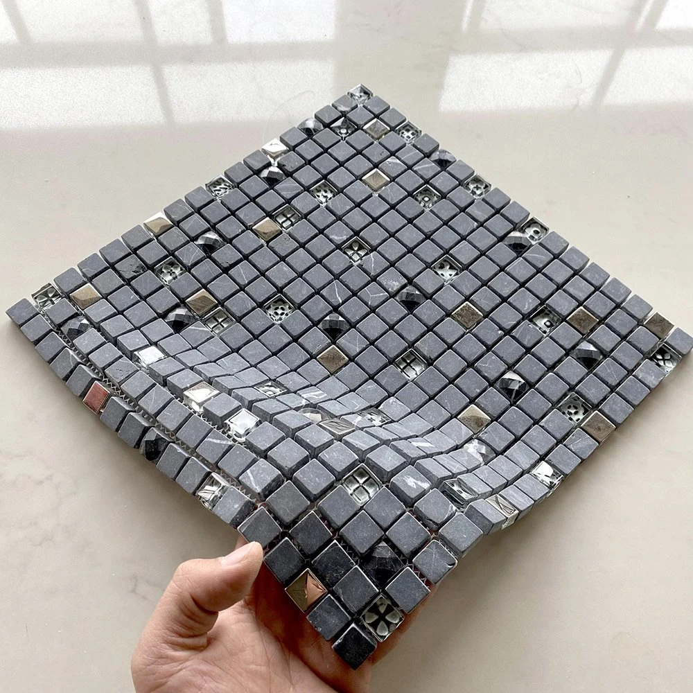 Low Price Anti Slip Glass Stone Gray Mosaic Bathroom Tiles