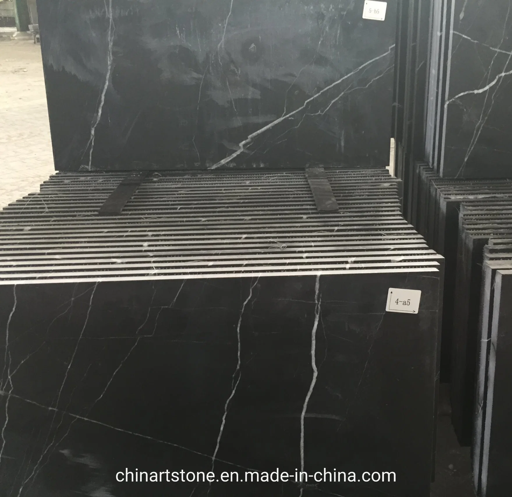 Nature Stone Nero Marquina Black Marble for Spiral Stair Wall Bathroom Tile