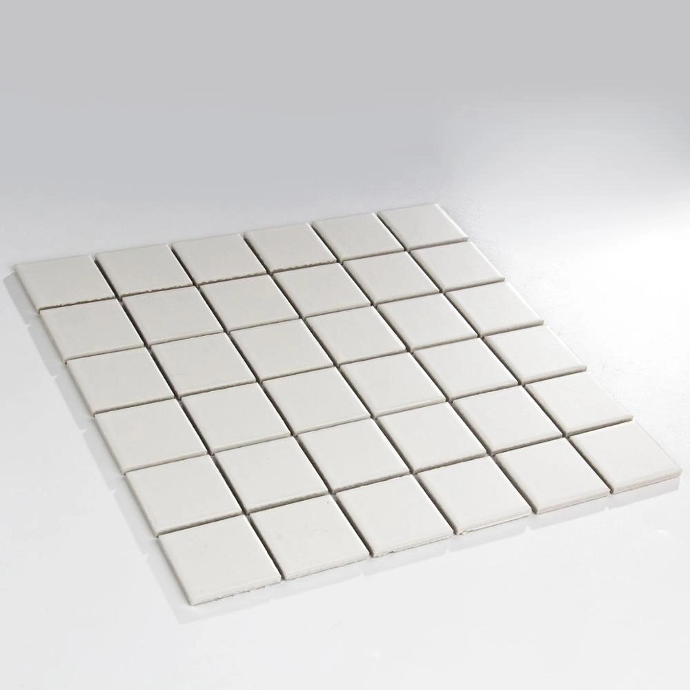 Simple Style White Matte Glaze Ceramic Mosaic, Regular Square Bathroom Porcelain Mosaic Wall Tiles