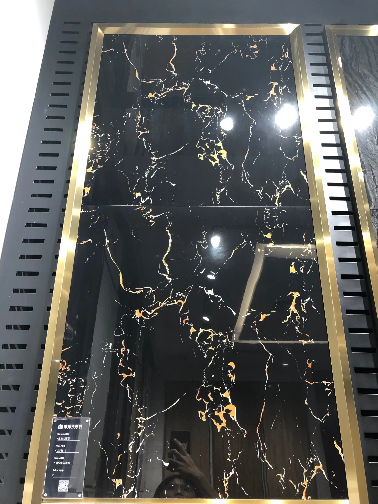 Super Black 60X60 Golden Black Glazed Marble Porcelain and Ceramic Floor Tile