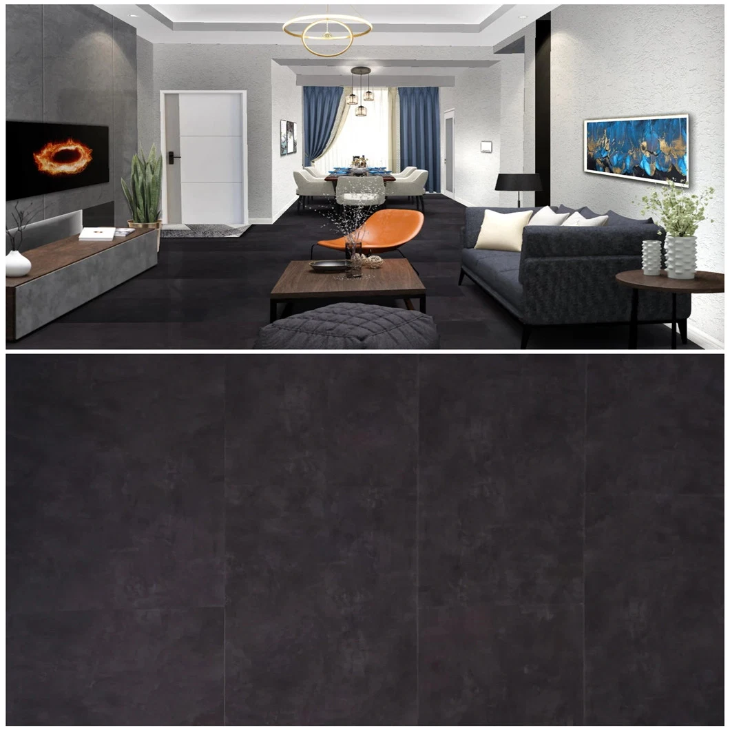 4mm Spc Stone Plastic Vinyl Flooring Bathroom Waterproof Black Grey Marble Wall Floor Tile