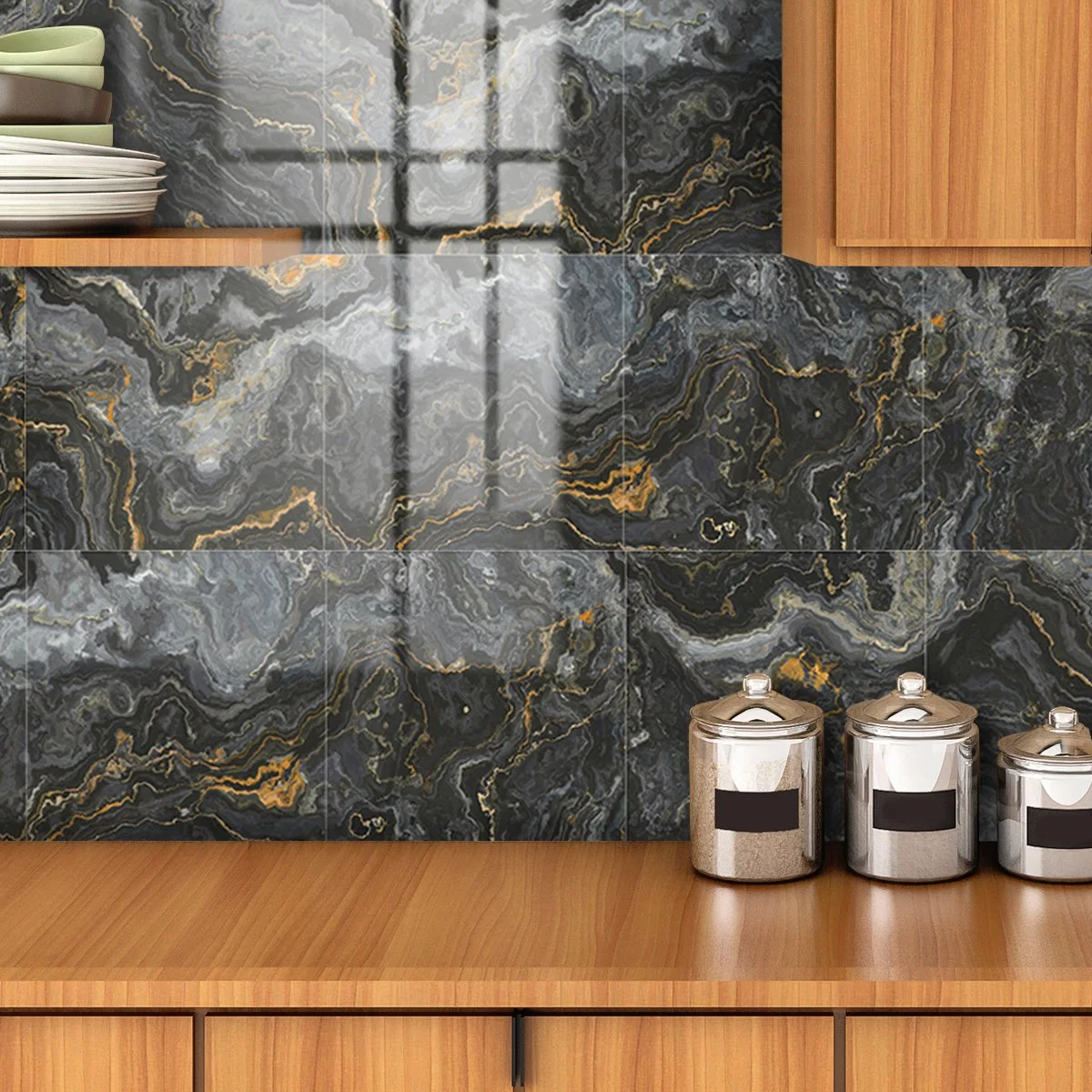 Mediterranean Style Floor Tiles, Marble PVC Floor Tiles