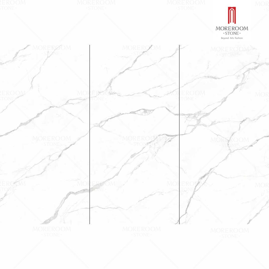 Polaris White Artificial Marble Quartz Slab Large Format Tile 3200X1600 Marble Tiles Sintered Stone