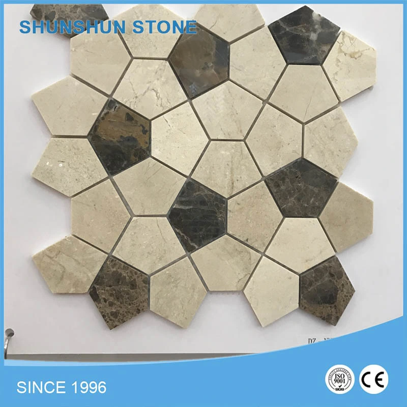 Polished Arabesque Lantern Carrara White Marble Mosaic Tile for Interior