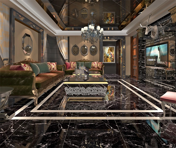 Glossy Marble Floor Tiles Polished Glazed Porcelanto Porcelain Black Ceramic Tile