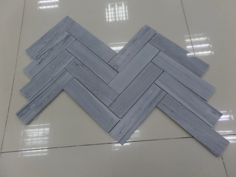 Natural White/Grey Marble Herringbone Mosaic Tiles for Kitchen/Bathroom Flooring