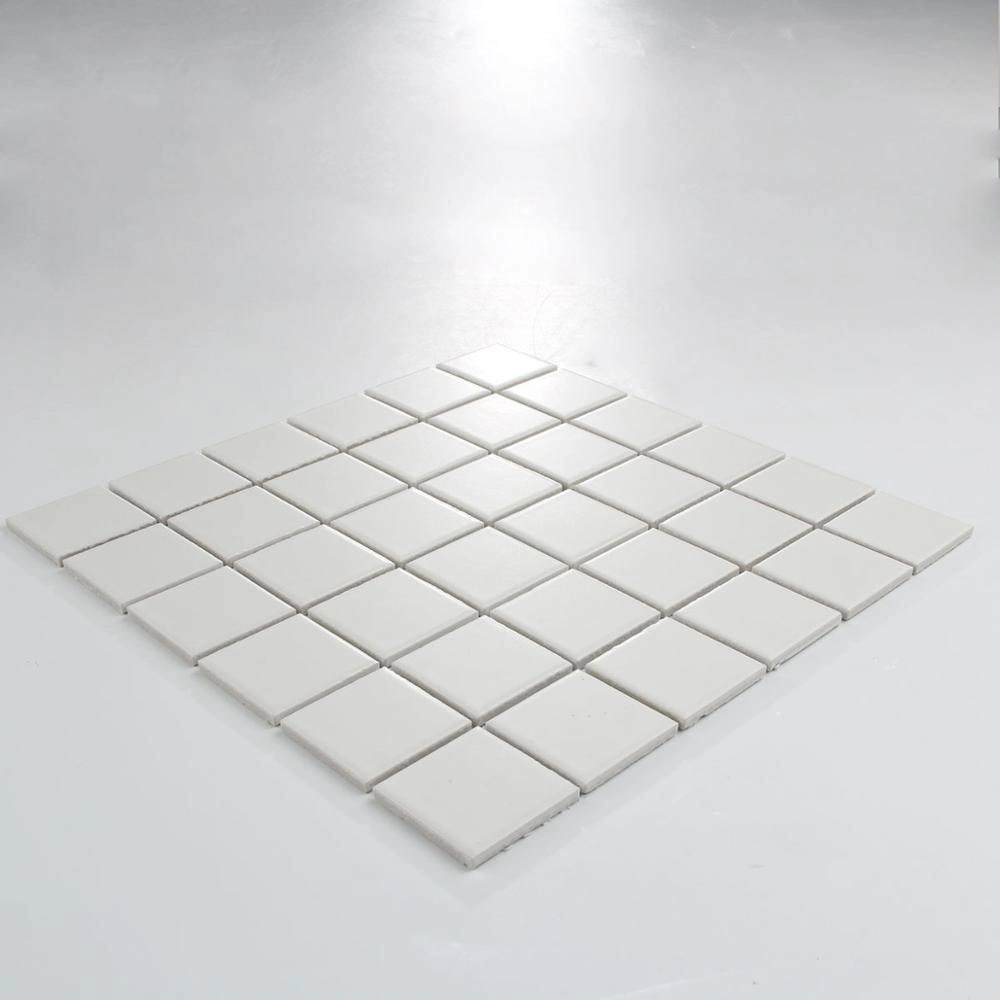 Simple Style White Matte Glaze Ceramic Mosaic, Regular Square Bathroom Porcelain Mosaic Wall Tiles