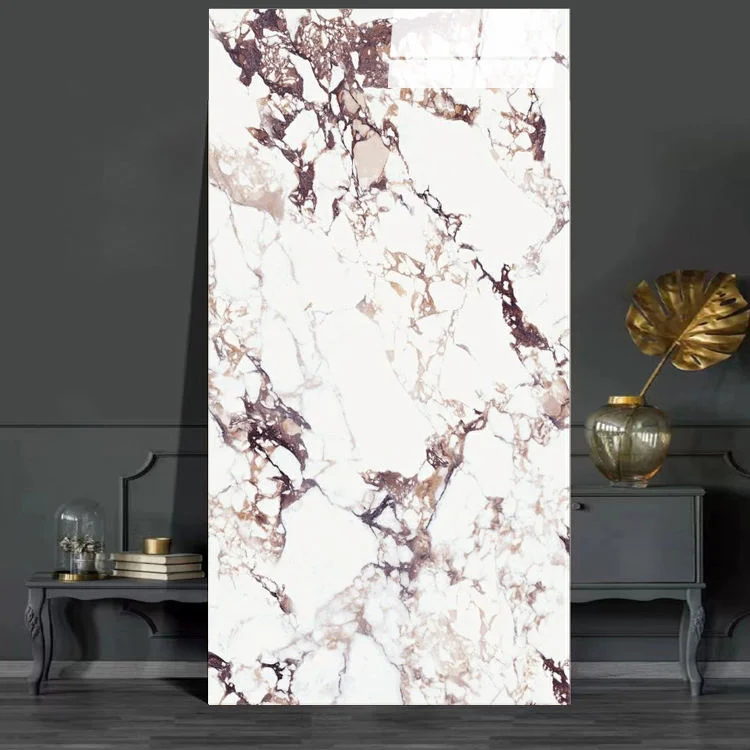 Modern Bulgari Purple Elegant Marble Glossy Look Porcelain Slab Polished Floor Tiles Sintered Stone