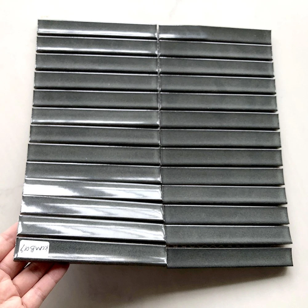 Black Stripe Porcelain Kitchen Mosaic Tiles Square Ceramic