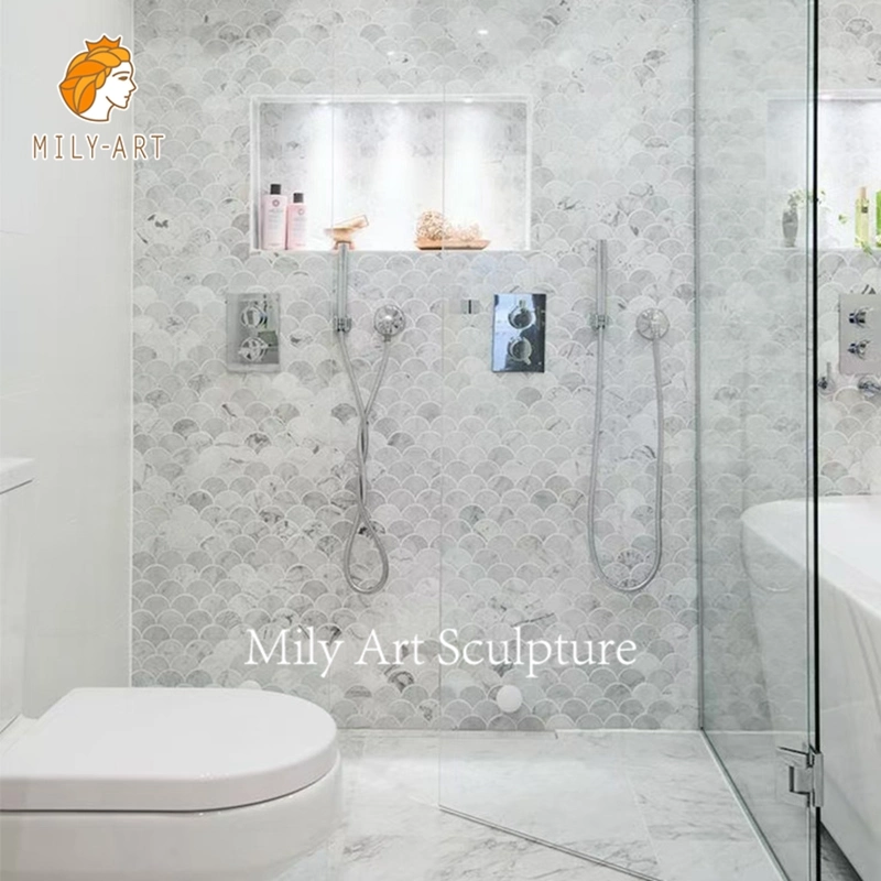 Bathroom Backsplash Hexagon Polished Mosaic Carrara Marble White Natural Stone Tile