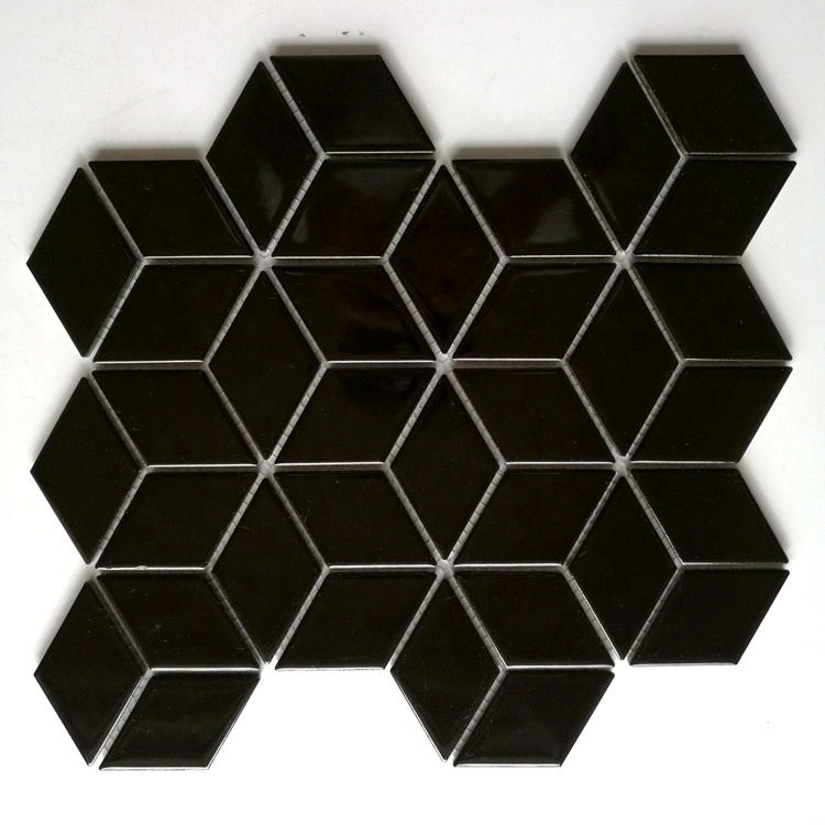 Rhombus Shape 3D Black and White Ceramic Mosaic Tile for Bathroom and Kitchen Backsplash
