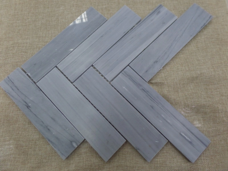 Natural White/Grey Marble Herringbone Mosaic Tiles for Kitchen/Bathroom Flooring