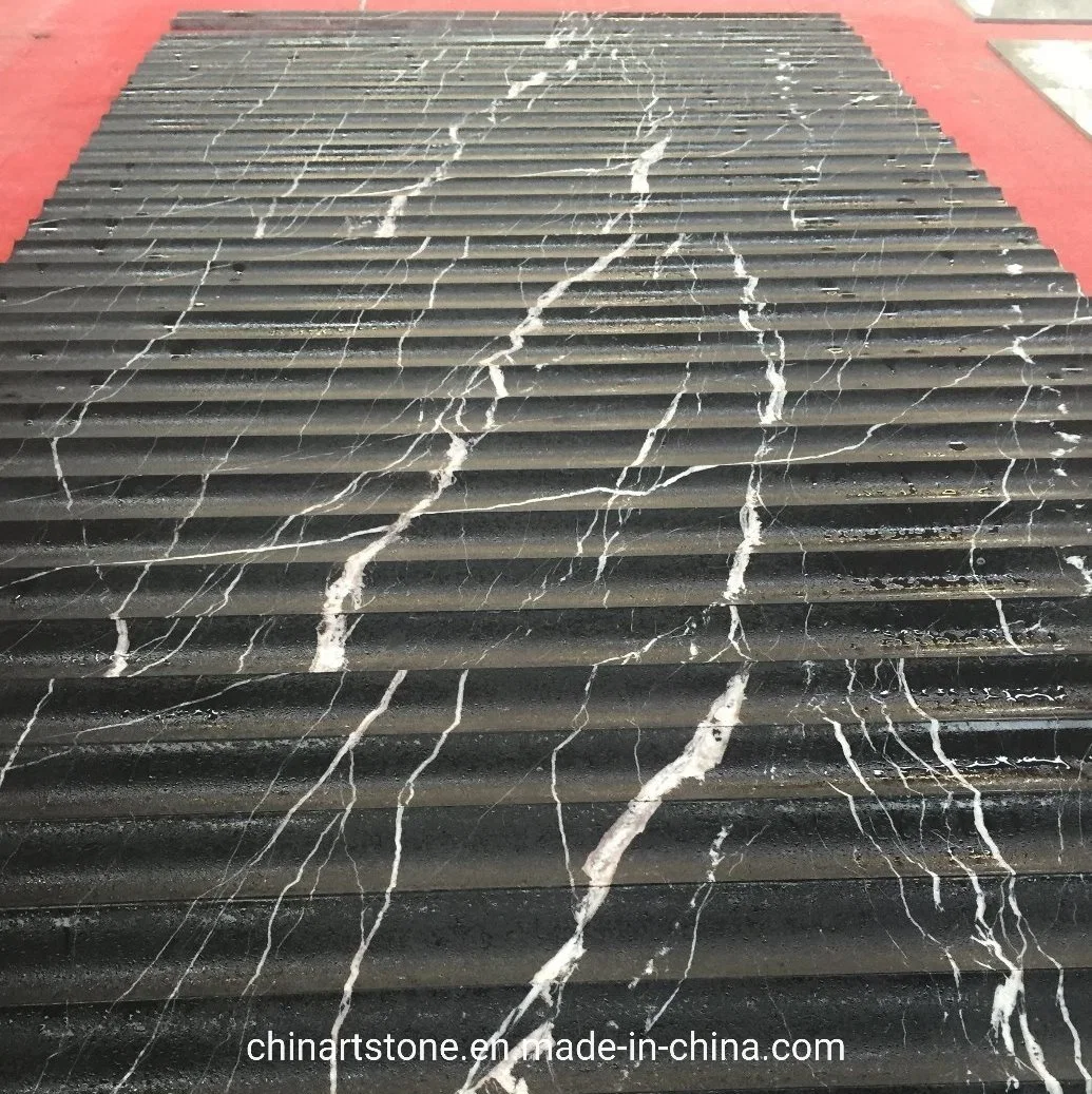 Nature Stone Nero Marquina Black Marble for Spiral Stair Wall Bathroom Tile