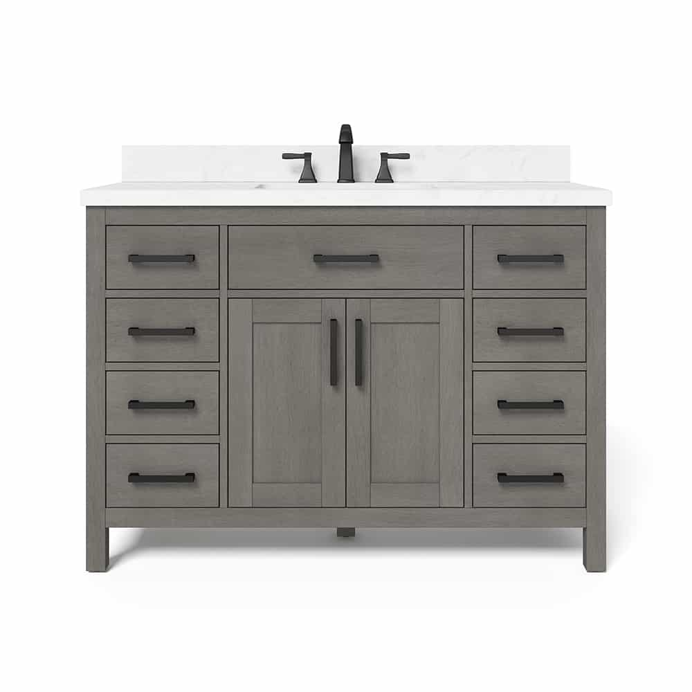 48in Single Sink Dark Gray Bathroom Vanity with Solid Wood Bathroom Cabinet